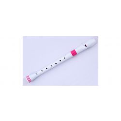 NUVO ITALIA - RECORDER WHITE/PINK WITH TRANSVINYL CASE  BAROQUE FING.