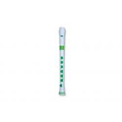 NUVO ITALIA - RECORDER+ WHITE/GREEN WITH HARD CASE  BAROQUE FING.